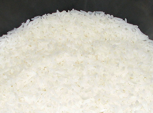 Az elkészült rizs közelről